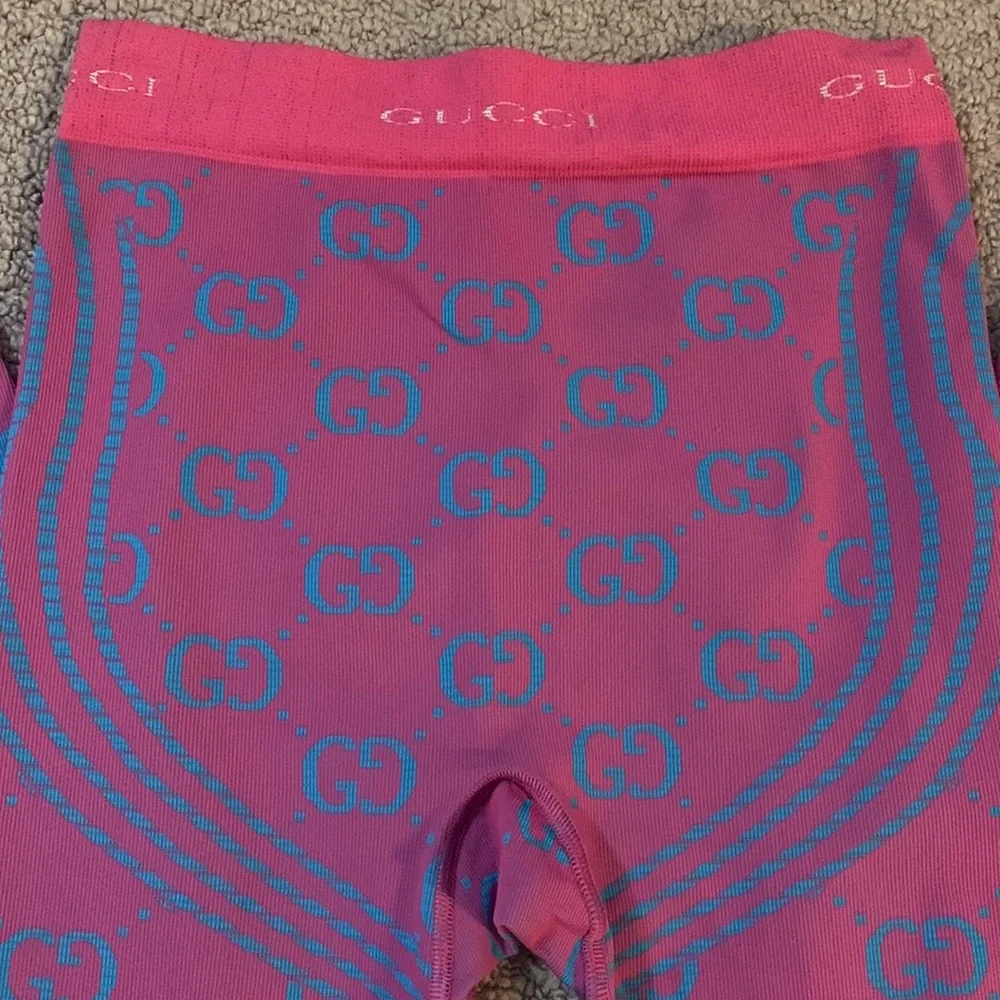 Gucci GG Jacquard Tubular Leggings Pink/Blue Size S - Picture 4 of 11